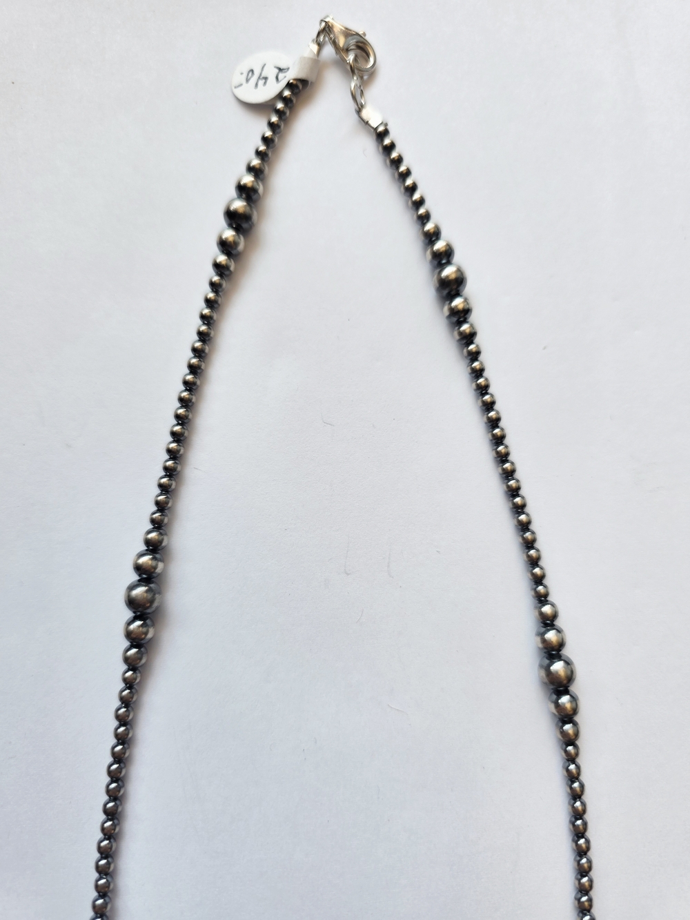 Navajo Pearl Necklace Oxidized Sterling Silver Native American Handmade - Picture 6 of 7